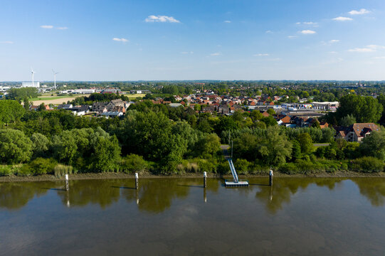 Pier On The Scheldt River, In Dendermonde, Belgium