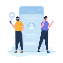 Mobile phone call communication illustration