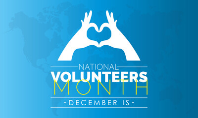 Vector illustration design concept of National Volunteers Month observed on every December