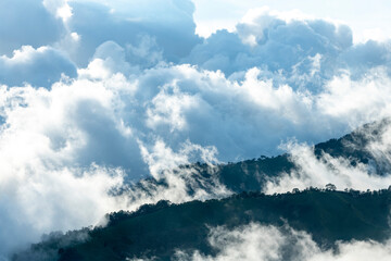 Scenic view of Andes mountains in a cloudy day, Manizales, Caldas, Antioquia, Colombia - stock photo