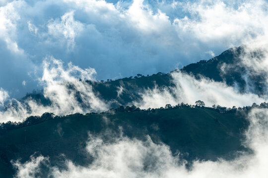 Scenic view of Andes mountains in a cloudy day, Manizales, Caldas, Antioquia, Colombia - stock photo