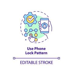 Use phone lock pattern concept icon. Smartphone graphic key. Device password abstract idea thin line illustration. Isolated outline drawing. Editable stroke. Arial, Myriad Pro-Bold fonts used