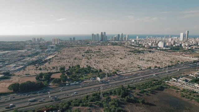 Southern Tel-Aviv Cemetery - The biggest in Israel - static shot high altitude #023