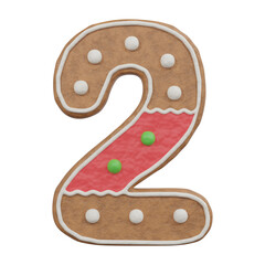 3D Rendering Christmas Cookie Gingerbread with Frosting Number 2