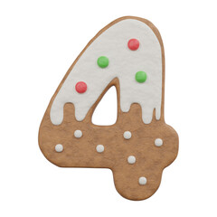 3D Rendering Christmas Cookie Gingerbread with Frosting Number 4