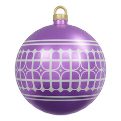 3D Rendering Purple Christmas Ornament Ball for Decoration.