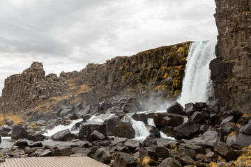 &Ouml;xararfoss waterfall at Thingvellir in Iceland
