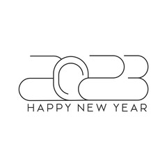 2023 Design Happy New Year. New Year 2023 logo design for brochure design, card, banner. Christmas decor 2023 Happy New Year symbols. Vector illustration. Isolated on white background.