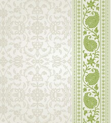 wedding card design, traditional paisley floral pattern , royal India	