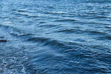 waves hitting lake Saimaa shore in autumn, Lappeenranta Finland