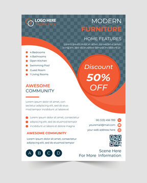 Furniture flyer template design and marketing flyer.