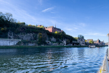 Fototapeta premium View of the historic town of Dinant with scenic River Meuse in Belgium