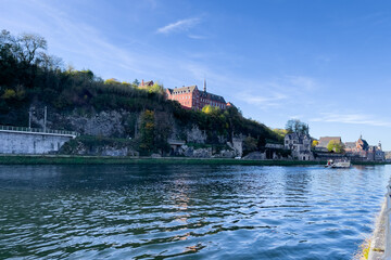 Fototapeta premium View of the historic town of Dinant with scenic River Meuse in Belgium