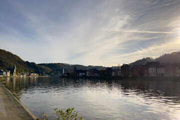 Fototapeta premium View of the historic town of Dinant with scenic River Meuse in Belgium