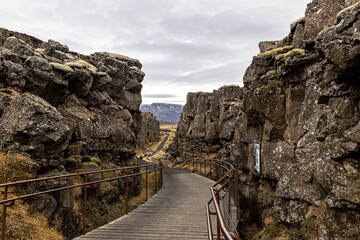 Path through Thingvellir in Iceland