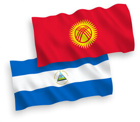 Flags of Nicaragua and Kyrgyzstan on a white background