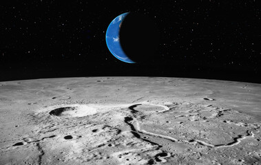 Naklejka na ściany i meble The Earth as Seen from the Surface of the Moon 