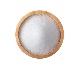 Sugar in wood bowl on transparent png