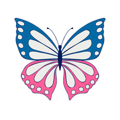 Colored Butterfly, PNG illustration, icon. Butterfly with open wings, top view.