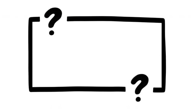 Doodle frame with question marks, hand drawn animation on a white background