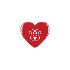 Love with abstract paws logo design
