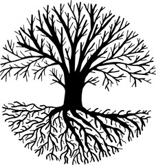 Vector tree without leaves. A tree without leaves inscribed in a circle.