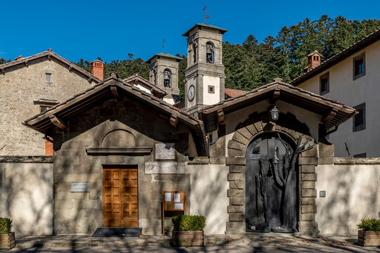 The entrance to the ancient Sacred Hermitage of Camaldoli, Arezzo, Italy