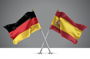Two Crossed Flags of Spain and Germany