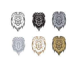 set of lion head collection vector illustration