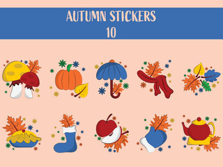 Fototapeta premium Autumn Sicker Collection Over Peach Background.