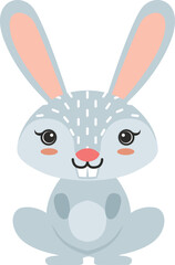 Bunny character. Cute cartoon animal. Baby rabbit