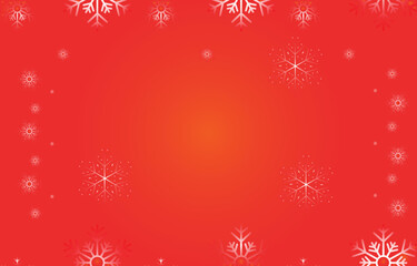 Naklejka na ściany i meble Abstract red and white christmas background with snow flakes frame..eps