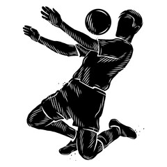 Black and white silhouette of soccer player