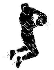Black and white silhouette of soccer player