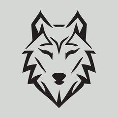 Clean modern wolf logo. Simple minimal animal icon. Illustration for business company. Wildlife concept emblem. Flat logotype. Geometric isolated silhouette style.  Vector element. Line icon. 