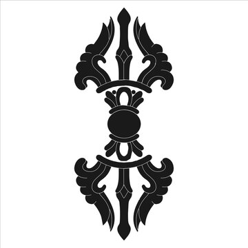 Tibetan Buddhist Vajra Symbol Minimalistic Vector - Black