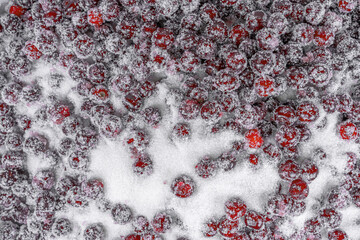 Cherry in sugar as a background