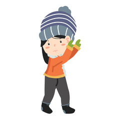 kids girl playing a snow ball cartoon