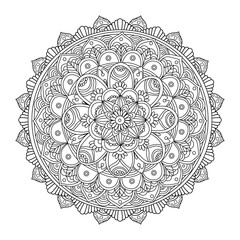 Hand drawn black and white mandala