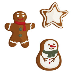 Gingerbread cookies set, Christmas holiday food
