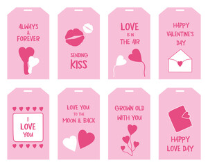 Vector Valentine's Day gift tags, labels or posters. Valentine's Day cards templates.