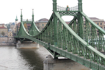 Liberty Bridge in Budapest spanning the River Danube.