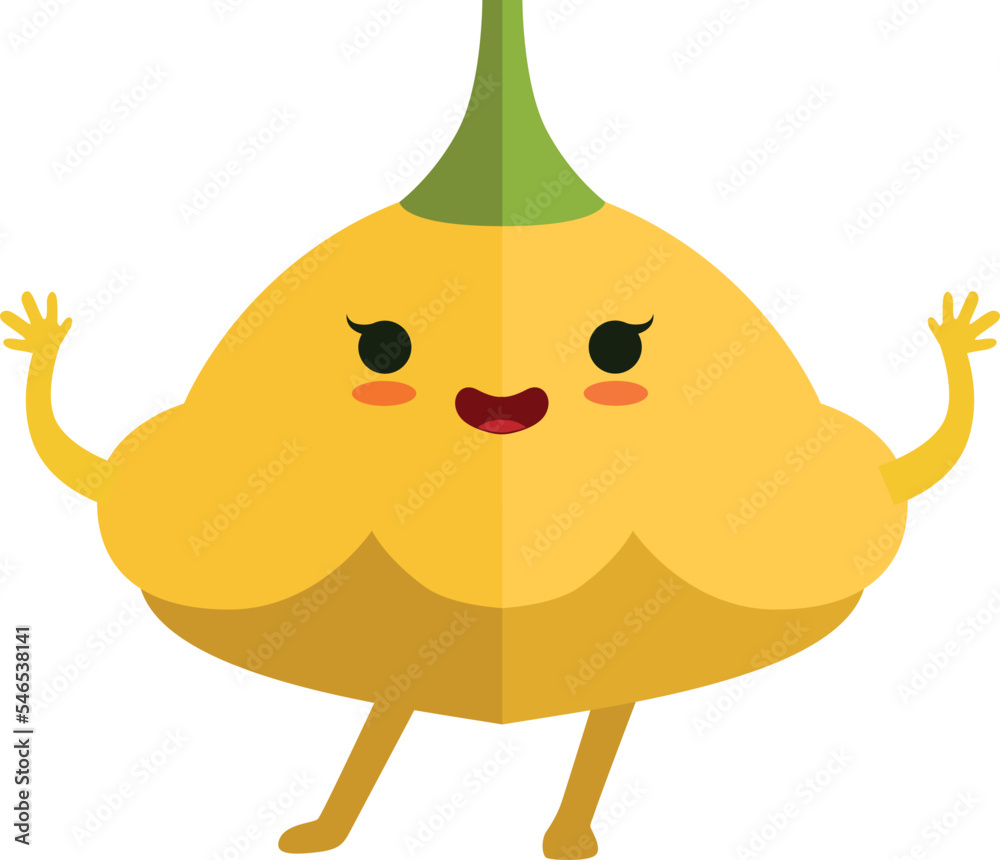 Sticker Cartoon squash character. Happy smiling vegetable mascot