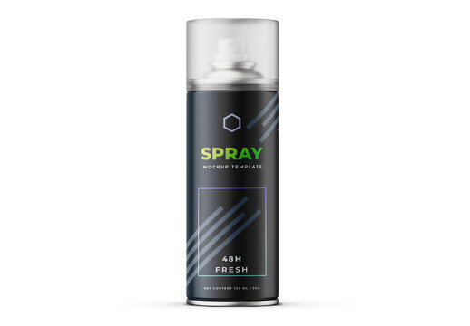 Spray Can With Transparent Cap Mockup