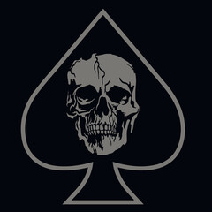 ace of spades with skull, grunge vintage design t shirts
