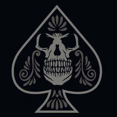 ace of spades with skull, grunge vintage design t shirts
