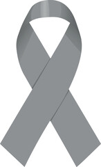 grey ribbon as a symbol of awareness brain cancer