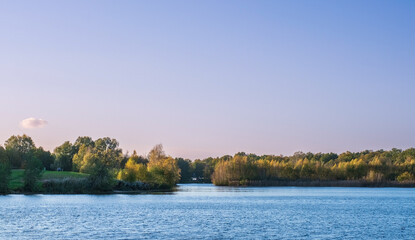 Autumn landscapes. Lakes and forests in autumn. Gronau in Germany