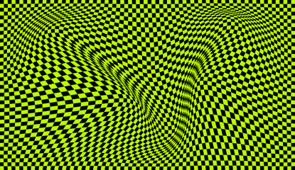 Futuristic checkerboard wave. Abstract vector wave with moving squares. Chess board background.