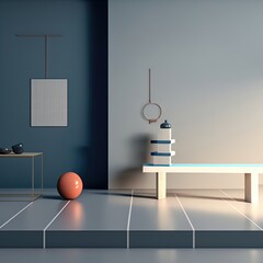3D Post minimalist sculpture in a modern Room